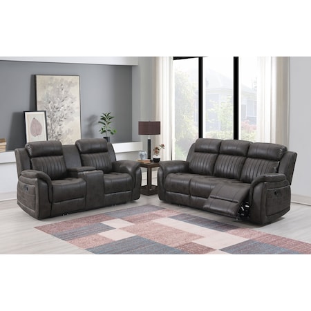 Global Furniture Usa Transitional Badlands U8517 Grey Reclining Sofa/Console Reclining Loveseat 4522
